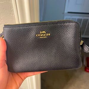 Black leather coach wristlet brand new